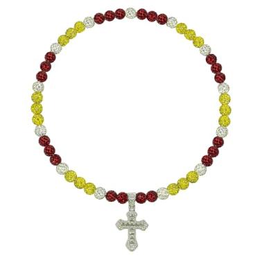 Imagem de Colar de beisebol masculino com pingente de cruz de 50 cm, coleção de gelo brilhante, para mulheres, strass e contas de argila, acessórios de beisebol, presentes para jogadores de times de beisebol