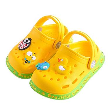 Imagem de Sandálias infantis Clássicas Clogs Meninos Meninos Meninos Meninas Bonitas Desenho Sandálias, Amarelo, 12 Toddler