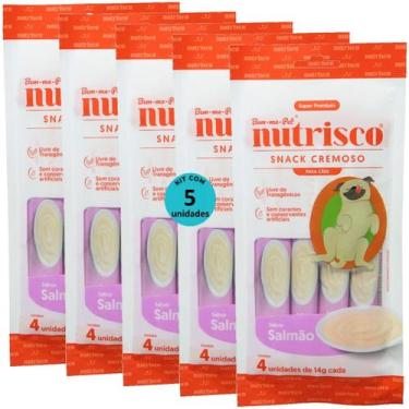 Imagem de Snack cremoso nutrisco cães 14g salmão com 4 un - kit com 5