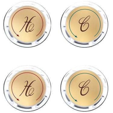 Imagem de Botões de índice universais quentes e frios, botões de alça de pia de banheiro com índice de torneira de diâmetro interno de 2,9 cm, acrílico transparente com ouro para Delta/LDR/Delex/Peerless Duas