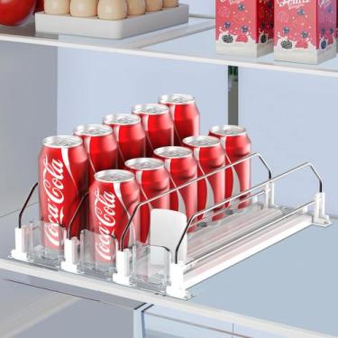Imagem de O organizador de bebidas IBORING para geladeira contém 15 latas branca