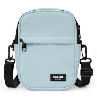 Imagem de KALIDI Bolsa tiracolo pequena para mulheres e homens, pochete de cintura com várias posições com 2 alças ajustáveis, Azul claro