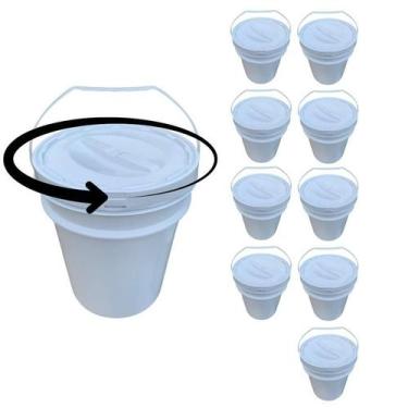 Imagem de Baldes Para Frutas Alça Plástica E Tampa Rosca- Kit 9 Pçs - Nastripack