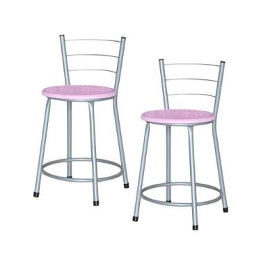 Imagem de Jogo 2 Banqueta Baixa Ratan Cinza Retro - Lamar Design, Lilás