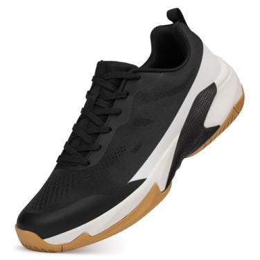 Imagem de TEOHRW Tênis masculino largo | Tênis esportivo All Court Pickleball Racquetball e Squash | Suporte de arco e entressola acolchoada, Preto, 10.5 Wide