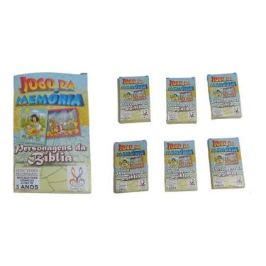 Imagem de Kit 6 Caixas de Jogo da Memória Biblico com 20 Peças Cada Para Festa e