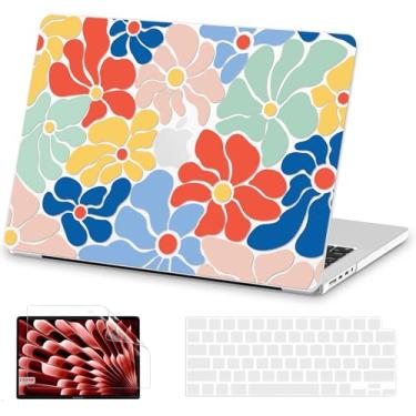Imagem de AKIT Capa compatível com MacBook Pro de 14 polegadas 2025 2024-2021 M4 M3 M2 M1 Pro Max A3112 A3185 A3401 A2918 A2992 A2779, capa de laptop com padrão exclusivo + protetor de tela + capa de teclado