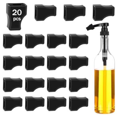 Imagem de Gjinxi 20 peças tampas de despejador de tampa de bomba de xarope de café, tampas pretas para dispensadores de garrafas de licor de óleo, preservam o frescor, evitam gotejamentos, à prova de vazamento
