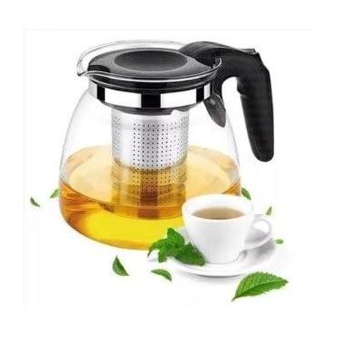 Imagem de Chaleira Bule De Vidro E Inox Jarra Infusora Com Coador Chá 750ml