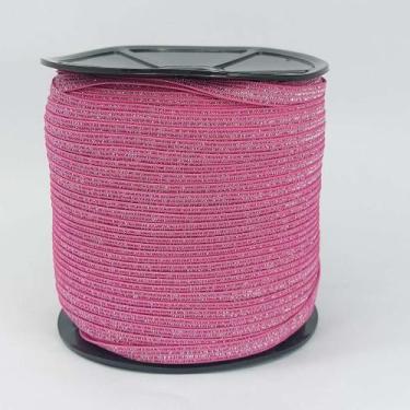 Imagem de 150 metros Elástico Lurex 7mm Rosa Pink 3551 150 encadernação - MorenA