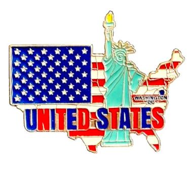 Imagem de Imã Geladeira Estados Unidos de Metal com Bandeira Orlando Nova York Las Vegas Los Angeles