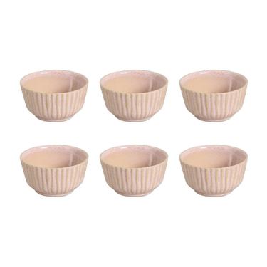 Imagem de Conjunto de Ramequins Médios Porto Brasil Linhas Litchi com 6 Peças 170ml – Rosa Claro