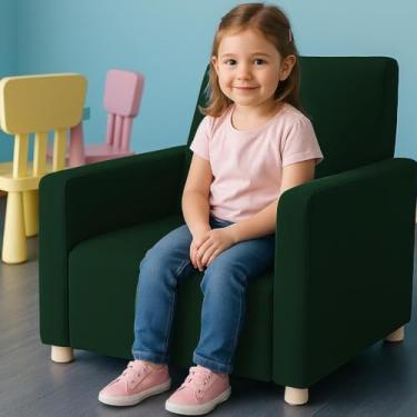 Imagem de Poltrona Infantil Cadeira Sofá Angel Mini Para Crianças Suede Verde