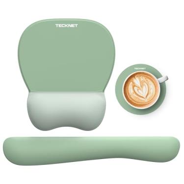 Imagem de TECKNET Mouse pad de gel com descanso de pulso, descanso de pulso de teclado 3 em 1 para alívio da dor, base de poliuretano antiderrapante e fácil digitação, conjunto de mouse ergonômico para