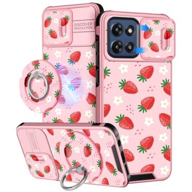 Imagem de Buleens Capa para Moto G Stylus 2025 - Design fofo com suporte de anel e capa de câmera feminina estética Kawaii morango adolescente capa de telefone para Moto G Stylus 5G 2025 compatível com Magsafe