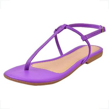 Imagem de Sandalia Rasteira Feminina Casual Tiras Slim Basica Fio dental Verao  