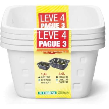 Imagem de Ordene - Conjunto com 4 Cestos Plástico Organizador Pequeno de 1,4​​ Litros, Cor Branca, Linha Log
