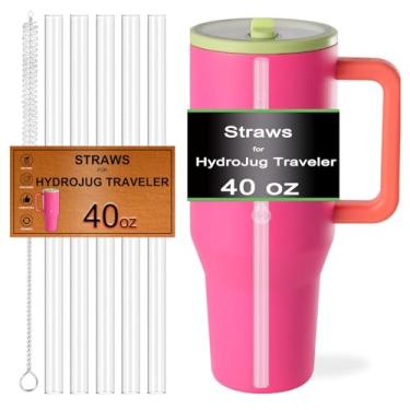 Imagem de Pacote com 5 canudos para HydroJug Traveler Copos de 1,134 g, canudo de substituição para Hydro Jug Traveler Acessórios de copo de 1,134 g, reutilizável, Tritan, lavável na lava-louças, seguro para