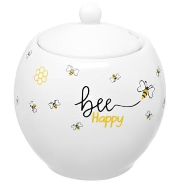 Imagem de Açucareiro Honey Bee Happy em Porcelana com Colhe Branco 350ml