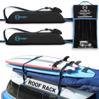 Imagem de Hang 11 Rack de teto para prancha de surfe – serve para qualquer veículo, carrega até 3 pranchas, alças extra largas de 3,8 cm, suporte de carro para prancha de surf, suporte universal macio para