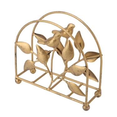 Imagem de Pssopp Porta -guardanapo de Metal, Distribuidor de Guardanapos de Cocktail de Forma de Pássaro Rústico para Folhas para Decoração de Bancada para Mesa de Jantar (ouro vintage)