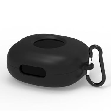 Imagem de Geekria Capa de silicone compatível com fones de ouvido Soundcore Sport X20 True Wireless, capa protetora para fones de ouvido com gancho para chaveiro, porta de carregamento acessível (preto)