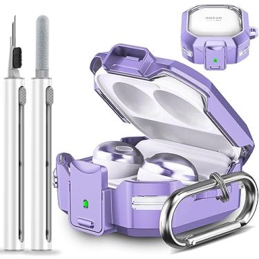 Imagem de 【Com trava segura】 Capa transparente para Samsung Galaxy Buds Fe 2023/Galaxy Buds 2 capa/Galaxy Buds Live capa/Galaxy Buds Pro 2 capa com chaveiro e kit de limpeza - roxo transparente