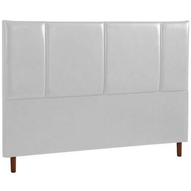 Imagem de Cabeceira Estofada Queen Panamá Couro Cinza 160 Cm