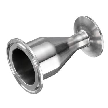 Imagem de PATIKIL Encaixe redutor de encaixe sanitário, aço inoxidável 304, tubo de 1-3/10.2 cm OD x tubo de 3/10.2 cm OD 5.1 cm Tri Sanitary Clam 64 mm x 3.8 cm Flange de virola de 50,5 mm, prata