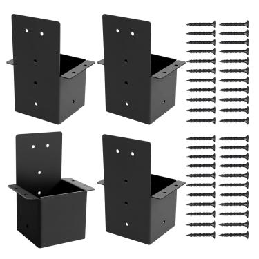 Imagem de 4 peças de suportes de pérgola, 4 x 4 (reais 9 cm x 9 cm), kit de ferragens de pérgola, kit de suporte de parede para gazebo para postes de madeira, conector de poste de pérgula DIY ou trilhos de deck