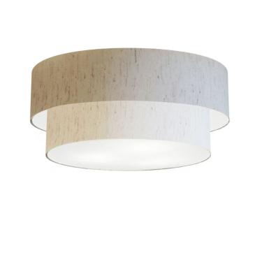 Imagem de Plafon Duplo Cilíndrico Vivare Md-3024 Cúpula Em Tecido 60x50cm - Bivolt Linho-bege