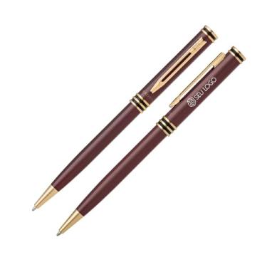 Imagem de Caneta Crown Personalizada Esferográfica Veneto Gravação Nome Logo Oferta Original (Bordô)