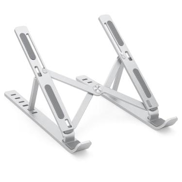 Imagem de Suporte Dobrável para Notebook 6–17” em Alumínio – Slim, Portátil, 7 Níveis de Altura, Antiderrapante, Resfriamento, Base Ergonômica para Mesa e Escritório