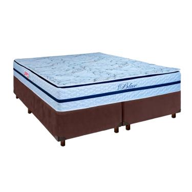 Imagem de Conjunto Cama Box Marrom Queen + Colchão Molas Ensacadas Blue Paropas