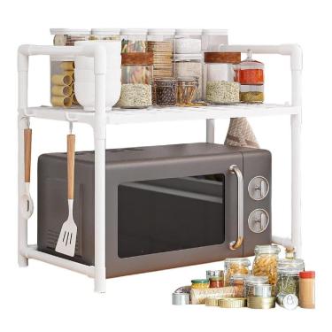 Imagem de Rack Organizador Cozinha Suporte Microondas Portatil Prateleira Porta Temperos Estante Desmontavel Organiza Armario Banc