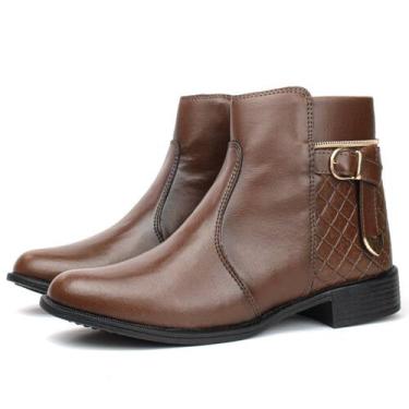 Imagem de Bota feminina casual cano curto sola baixa - DiverveShoes, Capuccino, 