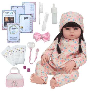 Imagem de Boneca Reborn De Silicone Menina Morena Pijama Completo - Cegonha Rebo