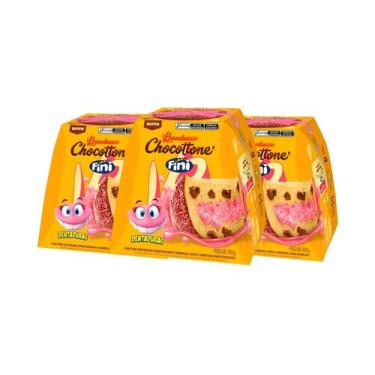 Imagem de Kit c/ 3 Chocottone Bauducco Fini Dentaduras Morango 450g