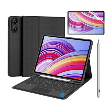 Imagem de Capa com Teclado para Redmi Pad Pro 12.1 ou Poco Pad 12.1 com Mouse Touchpad e Compartimento para Caneta + Película Paperlike + Caneta Precision - FD Acessórios (Capa com Teclado + Película + Caneta)