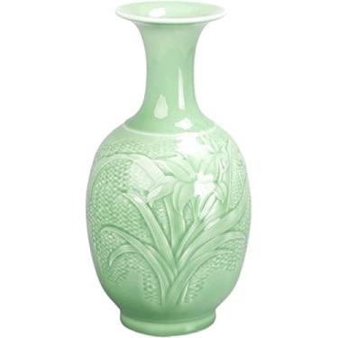 Imagem de Vaso de flores, vaso de cerâmica, esmalte azul, orquídea, alívio, 36 cm, grande, decoração de porcelana, vaso de flores, casa, sala de estar, mesa de jantar, decoração, ornamento, vasos, decoração de