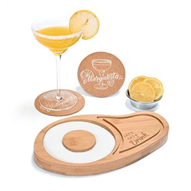 Imagem de WILLOWDALE Margarita Salt Rimmer Set w/Coasters, Margarita Glass Rimmer for Cocktails Bamboo Sugar and Salt Rimmer for Drinks, Tequila Gifts for Men Margarita Kit Bar Tools for 4.7" Margarita Glasses