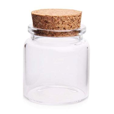 Imagem de 4 frascos de vidro transparente vazio de 50 ml frascos de frascos com rolha para armazenamento de mensagens para artesanato DIY decoração de casa lembrancinha de festa de casamento