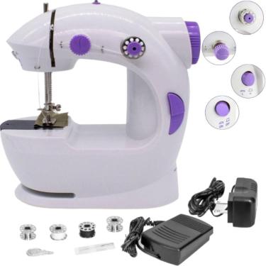 Imagem de Máquina De Costura Portátil Doméstica Costura Reta Rosa