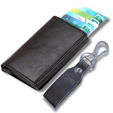 Imagem de Kit Carteira Porta Cartão Antifurto Rfid + Chaveiro Couro Pu