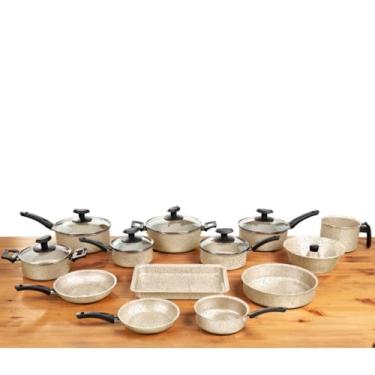 Imagem de Conjunto de Panelas 13 Peças Antiaderente – Alumínio com Tampa de Vidro e Cabos Antitérmicos (13 Bianco)