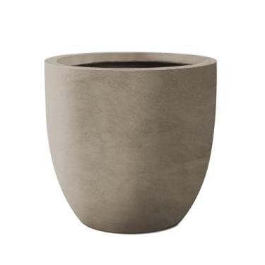 Imagem de Kante Vaso de concreto redondo de 34 cm de diâmetro, grandes vasos decorativos internos modernos para ambientes externos com orifício de drenagem e plugue de borracha para casa e jardim, concreto