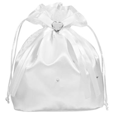 Imagem de Luxshiny Bolsa de Mão Branca de Cetim para Noivas Com Decoração de Flores para Uso de Madrinhas de Casamento