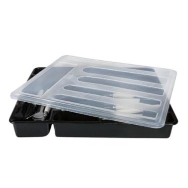 Imagem de Organizador De Talheres Com Tampa - Porta Talheres Com 6 DivisóRias