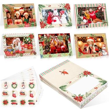 Imagem de Funrous Conjunto de 48 cartões fotográficos de Natal com envelopes adesivos cartão de felicitações de Natal com inserção de foto porta-retratos 4 x 6 mas para lembrancinhas de festa de Natal