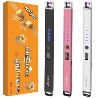 Imagem de Meias de Natal – Pacote com 3 Isqueiros Elétricos, Presentes de Aniversário para Mulheres, Mamãe e Homens, Esposa Irmã, Recarregável, Isqueiros de Vela Longa com Arco USB para Vela Camping Churrasco